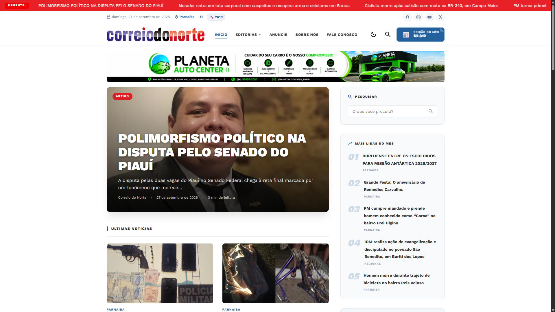 Capa do case Correio do Norte
