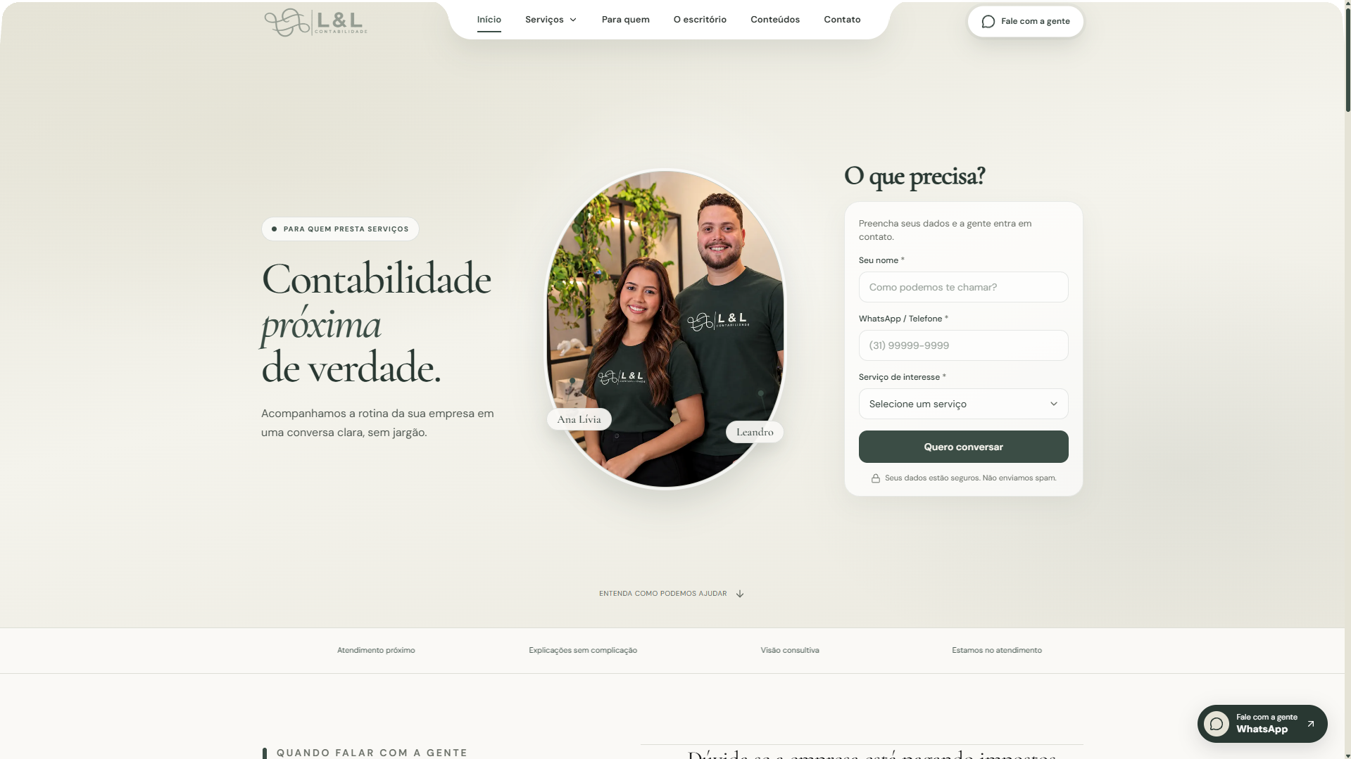 Capa do case L&L Contabilidade